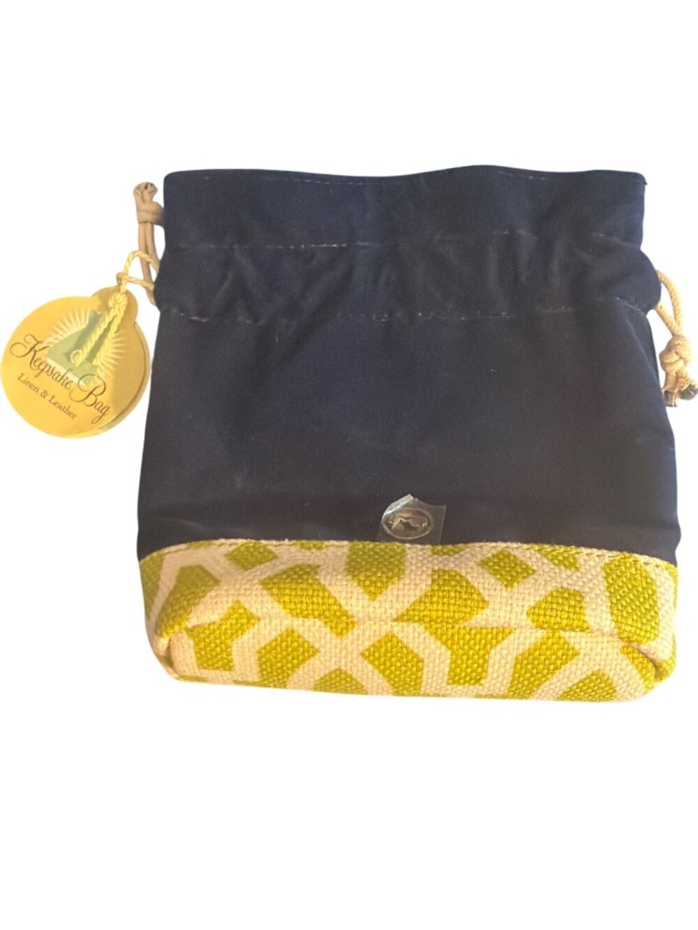 Spartina 449 Keepsake Bag Atlantis Paradise Island Drawstring Velvet Navy NWT